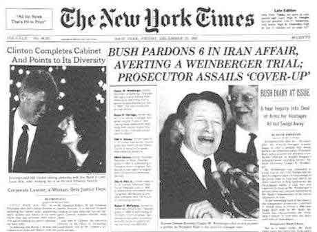 nyt bush pardons in iran contra