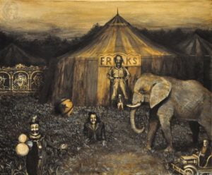 freakshow Creepy Art creepy circus by nickmears traditional art paintings